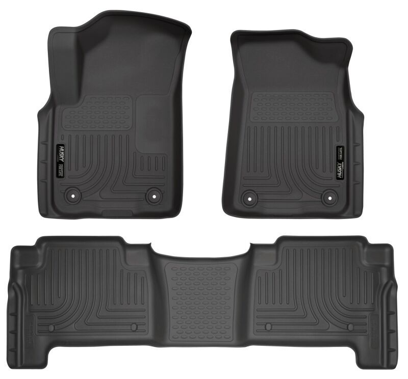 Infiniti QX80 Floor Liners - Front + Rear - Husky Liners - Weatherbeater - Black - `19-`27